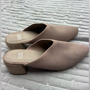 Eileen Fisher Pointed Mules Block Heel Woven